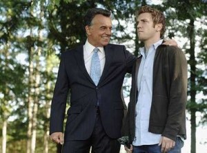 the devil (ray wise) and sam (bret harrison)